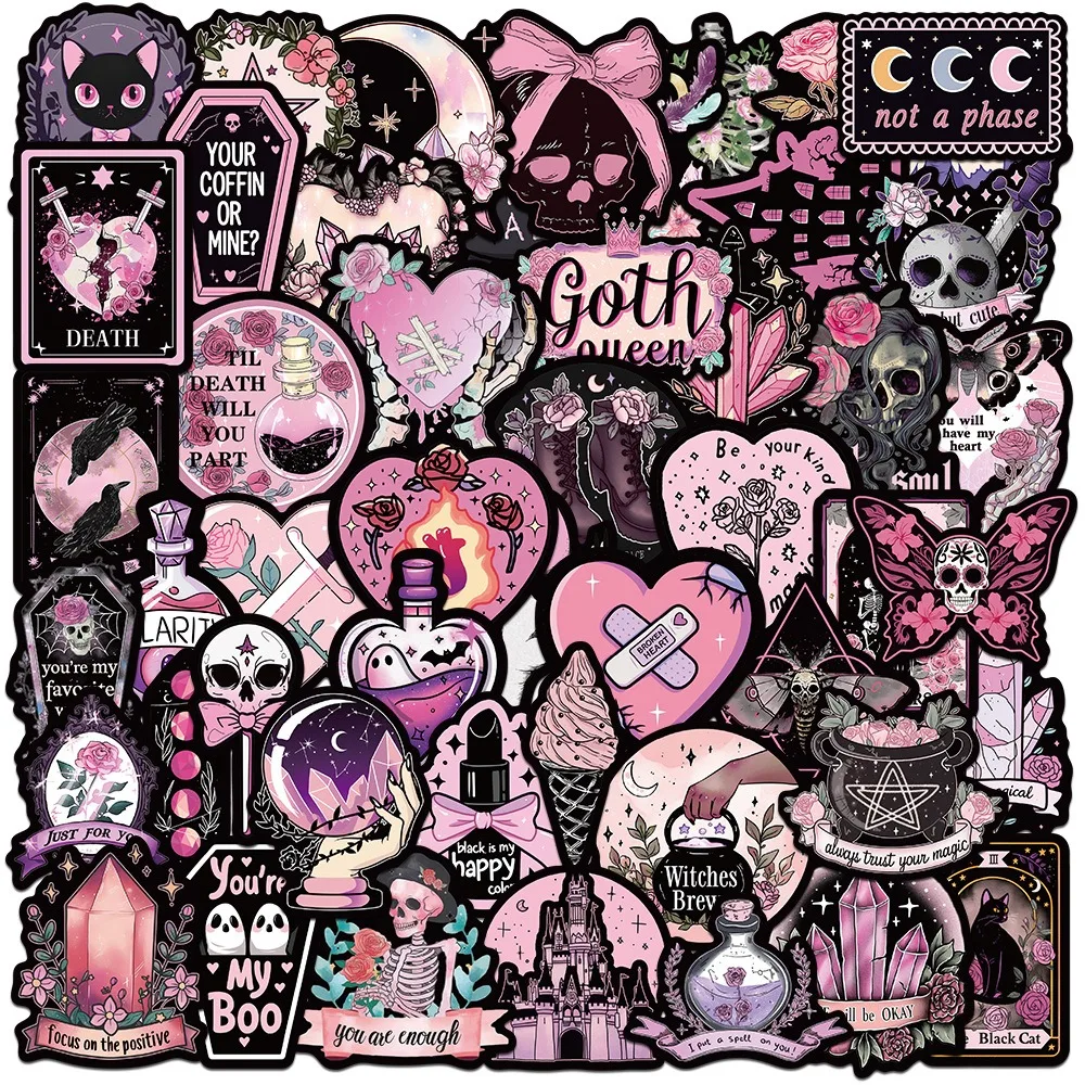 50pcs Halloween Gothic Graffiti Stickers Aesthetic DIY Laptops Water Bottles Phones Decorative Stickers Perfect Gift for Kids