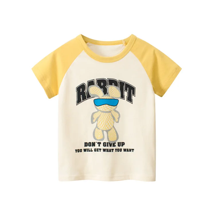 2024 Children T-Shirts Clothes for Boy 100% Cotton Bear Crocodile Spaceman Cartoon Kids Girls Short Sleeve Casual Sport Top Tees