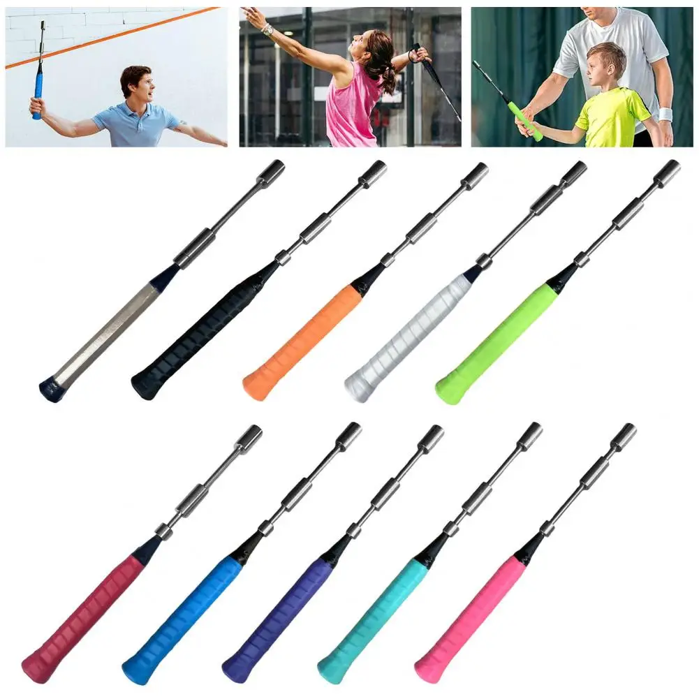 Dispositivo per l'allenamento della racchetta da badminton Attrezzatura efficiente per l'allenamento del badminton Costruzione in metallo Allenatore per swing da badminton