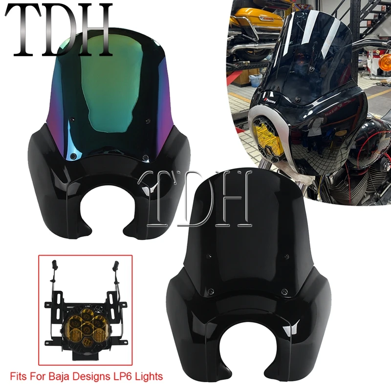 Front T Bar Fairing For Harley Dyna Street Bob FXDB FXDBI FXDBB FXDBP For Baja LP6 Light Bracket Windshield Motorcycle Accessory