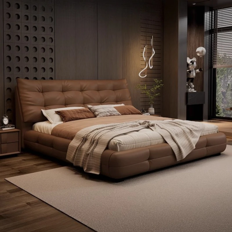

Nordic Leather Bed Luxury Double Lazy Aesthetic Unique Bed Bedroom Fancy Camas De Matrimonio Dormitorio House Accessories