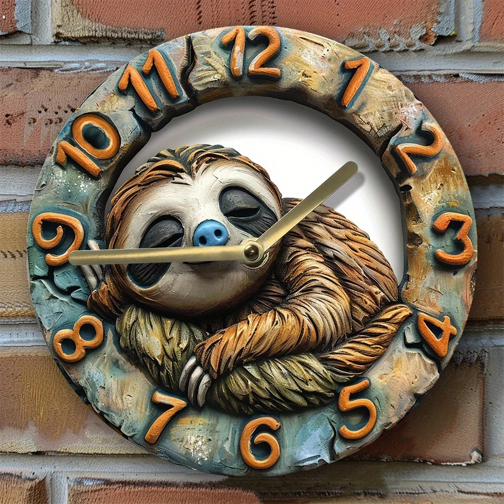 

Sloth-Themed Silent Wall Clock with DIY Assembly Kit, High-Definition 2D Print, Decorative Timepiece for Home & Dorm