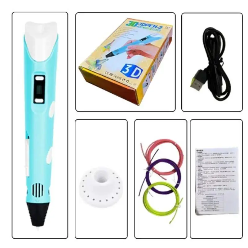 

3D Pen Digital Display Intelligent Printing Pen Making Doodles Graffiti Arts Crafts With USB Cable