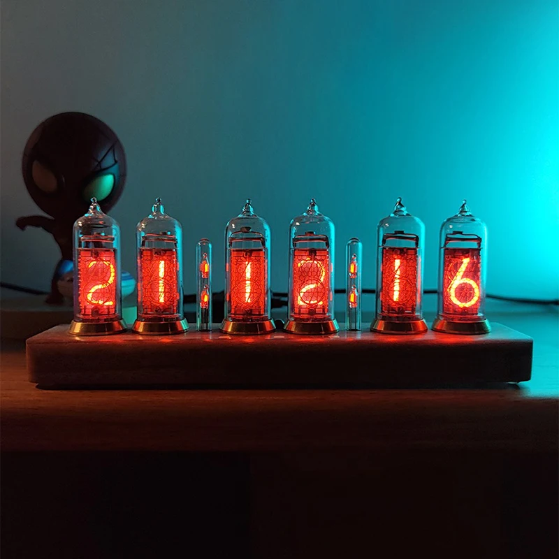 Luxury Nixie Tube Clock Diy Kit In14 Digital Glow Tube Clock Wood Retro Desk Clocks Desktop Bluetooth Control Vacuum-tube Gift