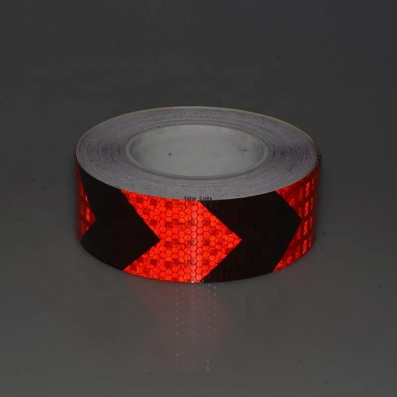 5CM*5M Waterproof Arrow Reflective Car Stickers Red-Black Adhesive High Visibility Caution Warning Safety Tape Reflectors Strips