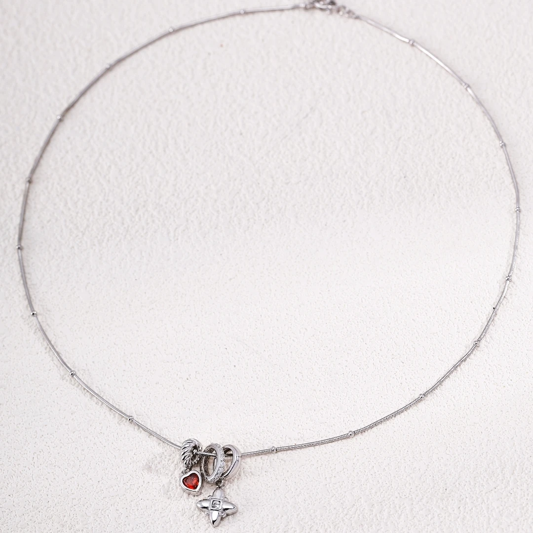 925 Sterling Silver Cubic Zirc - Charm Necklace Dainty review and price