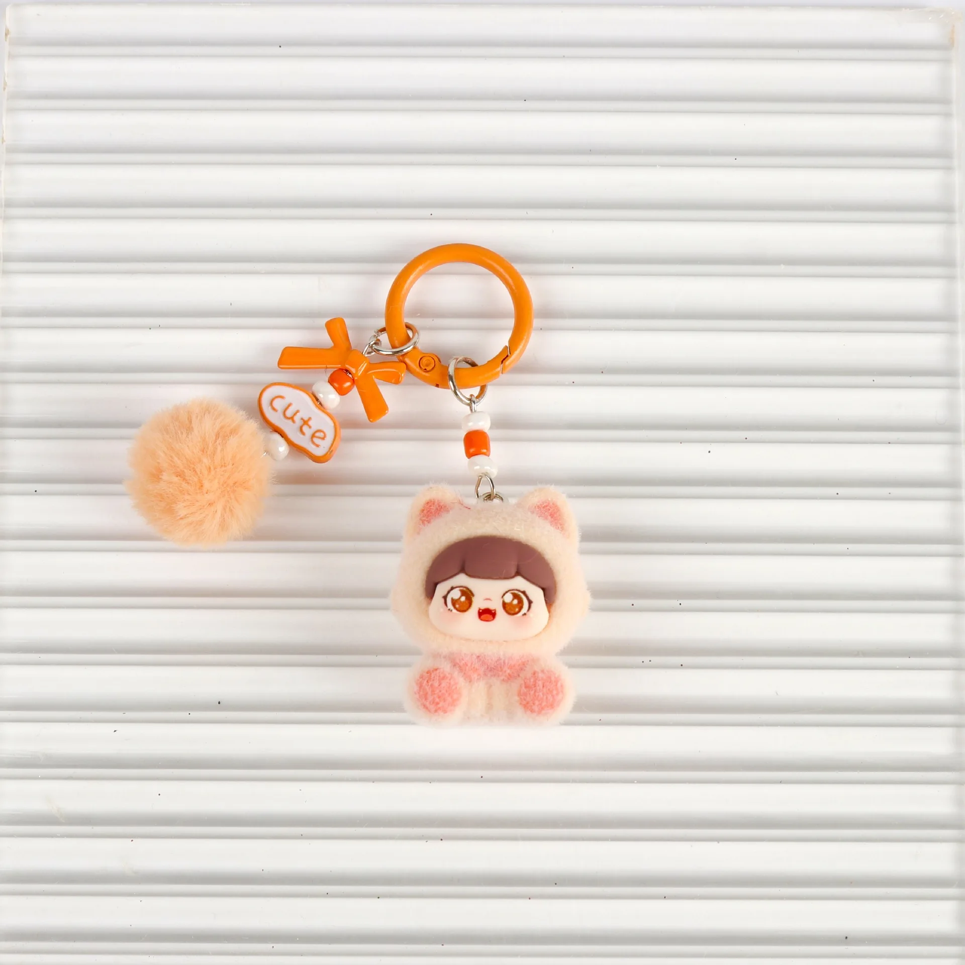 1PCSCat القط يجلس فتاة المد اللعب سلسلة المفاتيح دمية لطيف #2