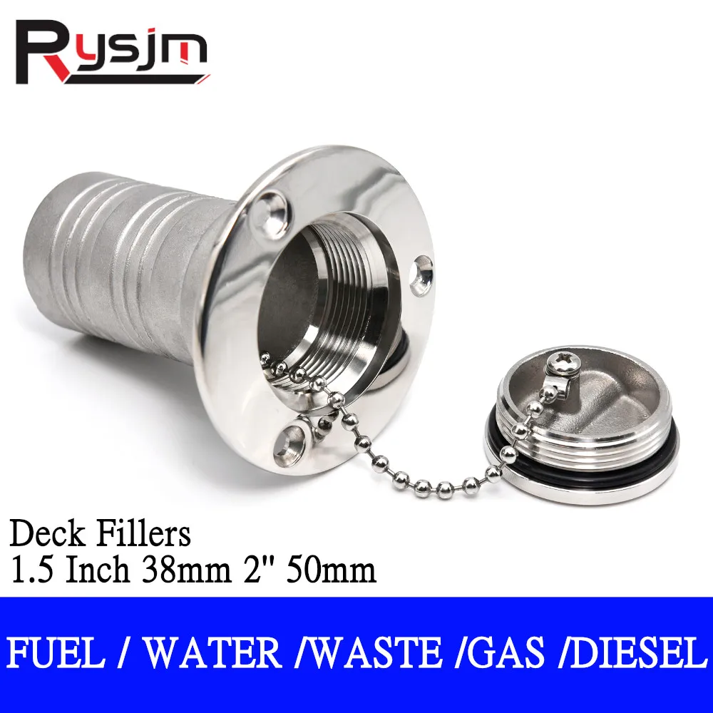 Custom 316 Stainless Steel Deck Filler GAS DIESEL FUEL WASTE WATER 38mm 50mm Mirror Polish Marine Boat Hardware Deck Filler Cap