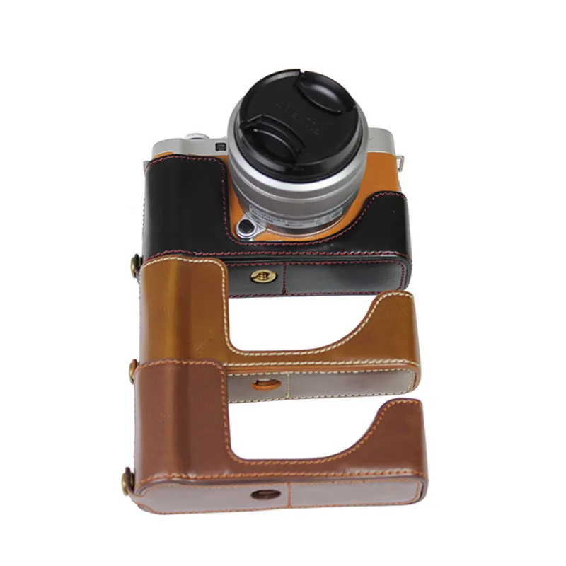 

PU Leather Case Camera Video Bag Half Body Base for Fujifilm X-A7 XA7 X-A5 XA5 X-A10 XA10 XA20 Protective Opening Bottom Cover