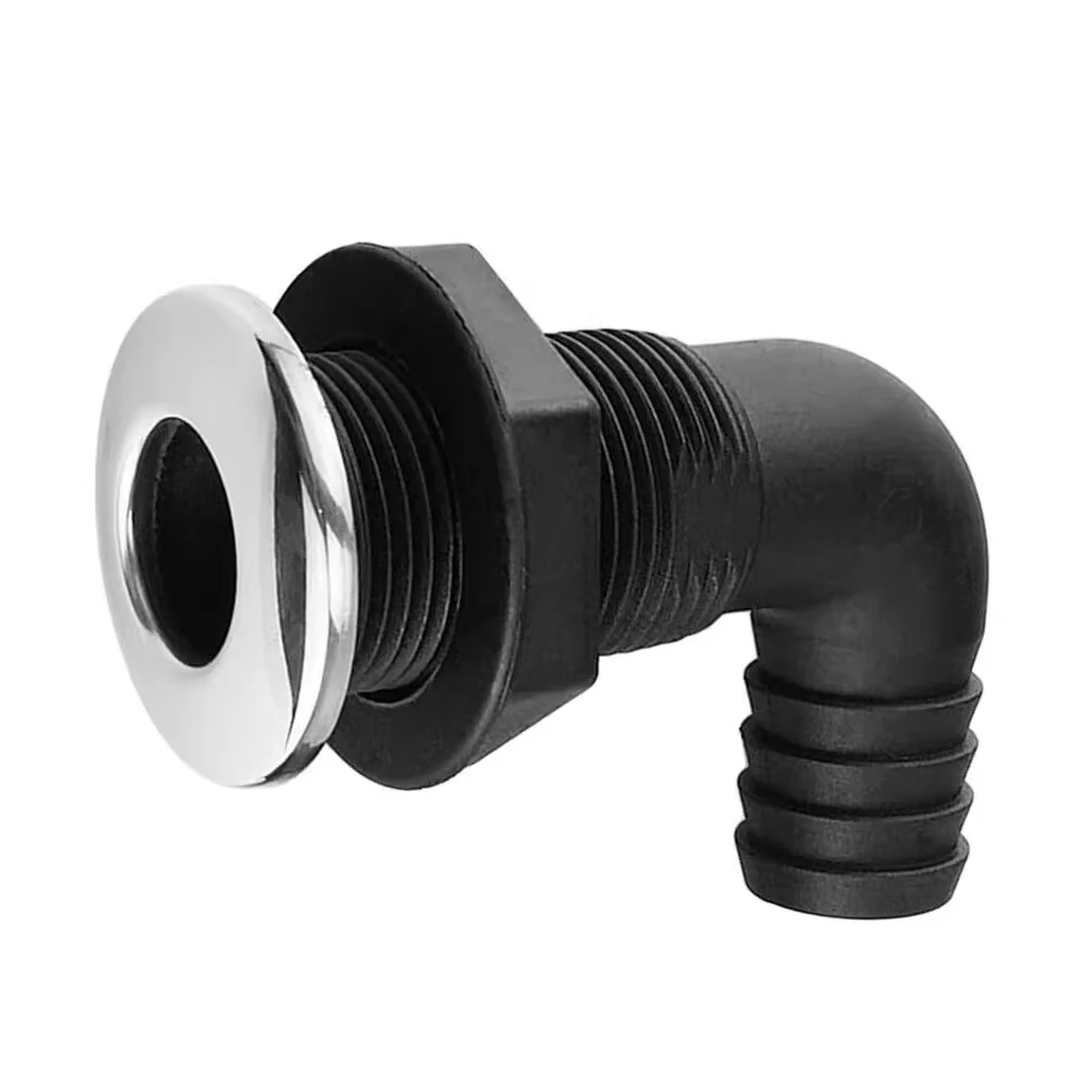 Nylon Plastic Thru Hull Bilge Fitting With Stainless steel Rim Bilge Pump Aerator Hose Boat Marine Yacht Sail RV Accessories