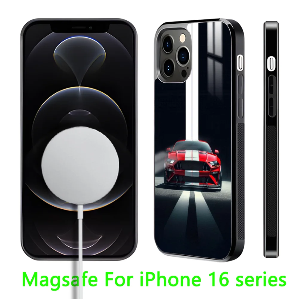 Cool Cars M-MustangS Phone Case For iPhone 16 15 14 13 12 11 Pro Max Plus Mini Magnetic Magsafe Wireless Charging Cover