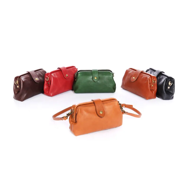 Cow Leather Crossbody Bag Women Fashion Street Bag Solid Color Bags For Students Girls Street Shopping Bag Dumpling Shape Case