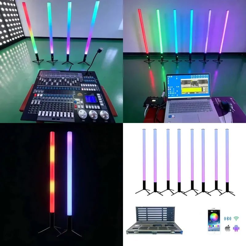 360 Degree Rotating LED Stage Light with Audio Response Wireless Charging Battery Tube Light Strip for Party DJ Disco