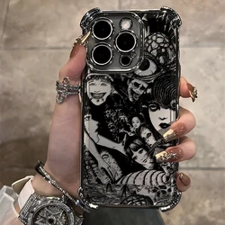 Junji Ito horror Hot comics Plating Case For Xiaomi Redmi 14C 13C 12C K50 K40 Note 13 12 11 10 4G 5G Anti Fall Airbag Back Cover