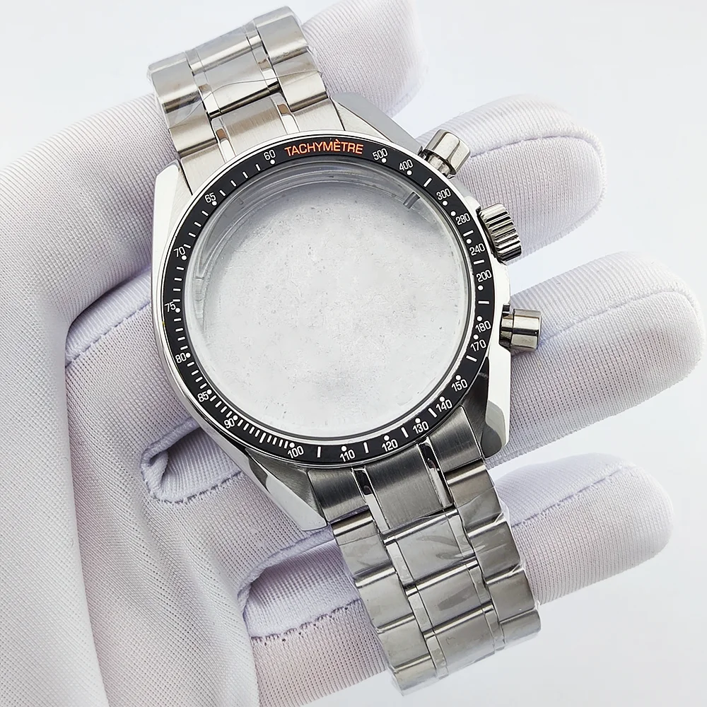 40mm Case Set VK63 Movement Watch Case Sapphire Glass Waterproof Case Fits 32.mm Dial Case Luxury Men's Watch Case