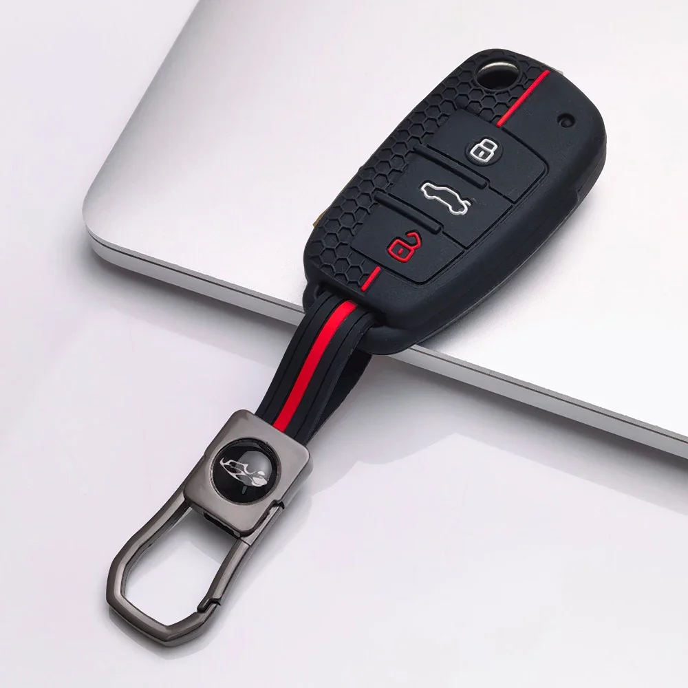 Silicone Key Case Cover Shell for Audi A4 B7 A6 C6 4f 8v A3 8p A1 A3 Accessories Auto Remote Key Holder 3 Button Jacket