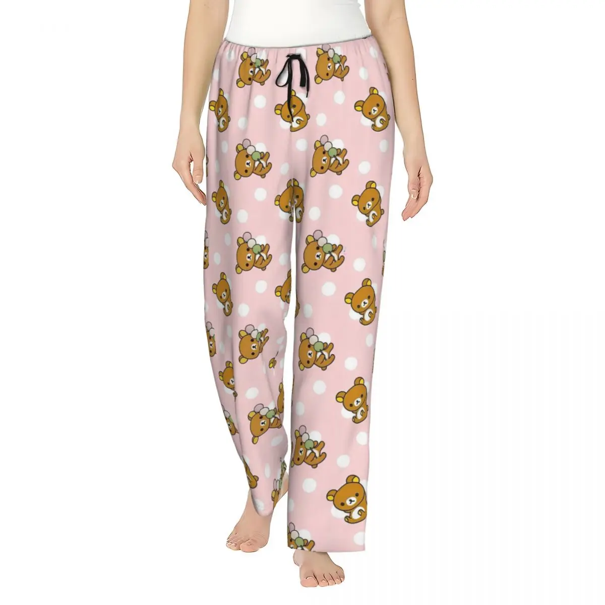 

Relaxed Rilakkumas Bear Cartoon Ladies Lounge Pants Stretch Pyjama Pants Dorm Pj Bottoms