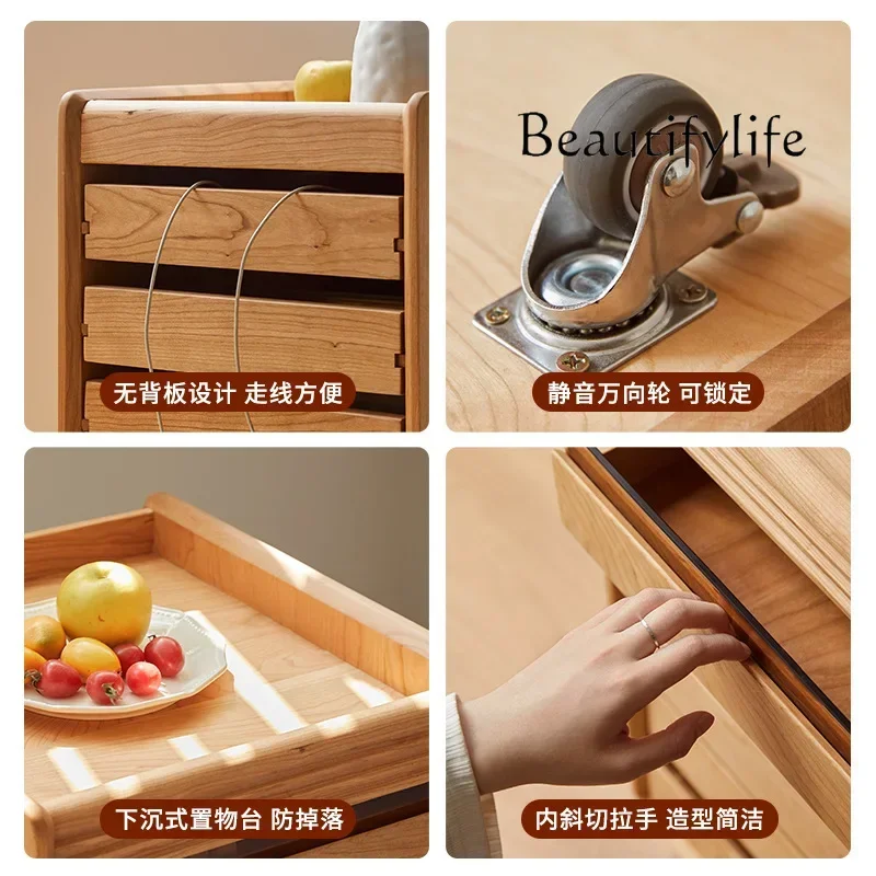 D VIPRemovable Chest Of Drawers Nordic Retro Data Cabinet Small Wooden Office Study File Cabinet