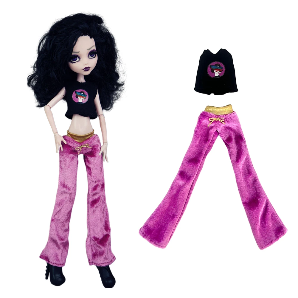 NK 1 Set For Monster High Doll Pink party dress: sleeveless top + brightly colored pants Miniature Items Dolls Accessories