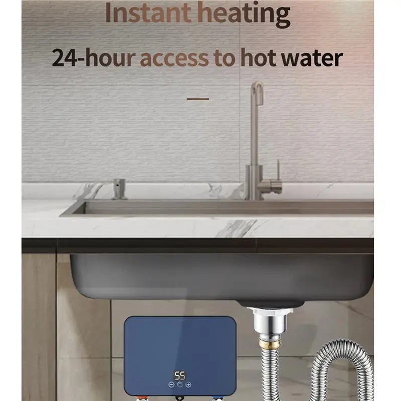 [NEWA66Z!】 Instant Hot Water Heater, 6000W 220V On-Demand Electric Tankless Water Heater Digital Display,Constant Temperature EU