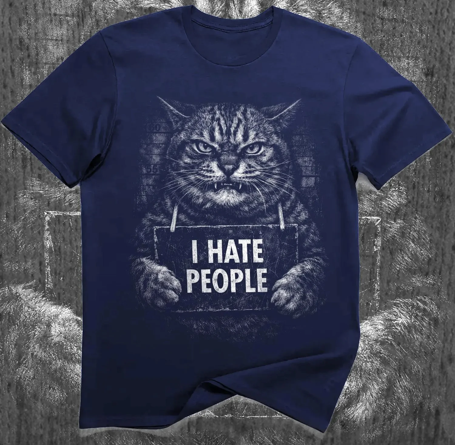 Antisocial Tee | I Hate People Cat Shirt – Funny Introvert Cat Mugshot,Four season popular unisex T-shirt