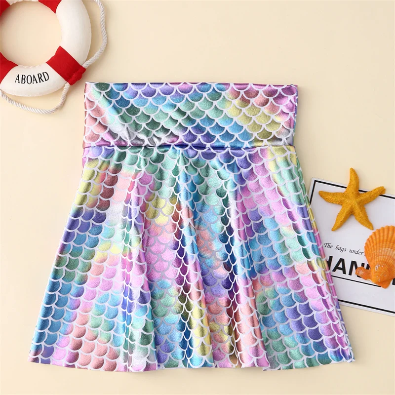 Fish Scale Halfbody Skirt Fish Scale Skirt Rainbow Skirt Tutu Skirt Preschool Children\'s Color Matching Short Skirt Birthday Par