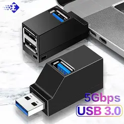 Adaptateur HUB USB 3.0, mini boîte de séparation 3 ports, transfert de données haute vitesse, station d'accueil pour PC portable