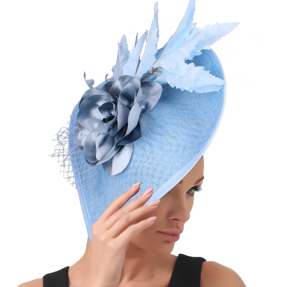Ladies Wedding Fascinator Hat Fashion Flower Headpiece Hair Pin Bride Marriage Millinery Cap Hair Bands for Women Headwear