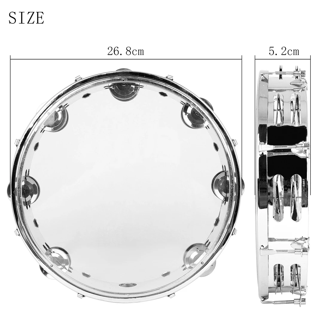 10 Inch Tambourine Adjustable Tone Hand Drum Double Row Drum for Christian Dance Orff Percussion Instrument Tambourine