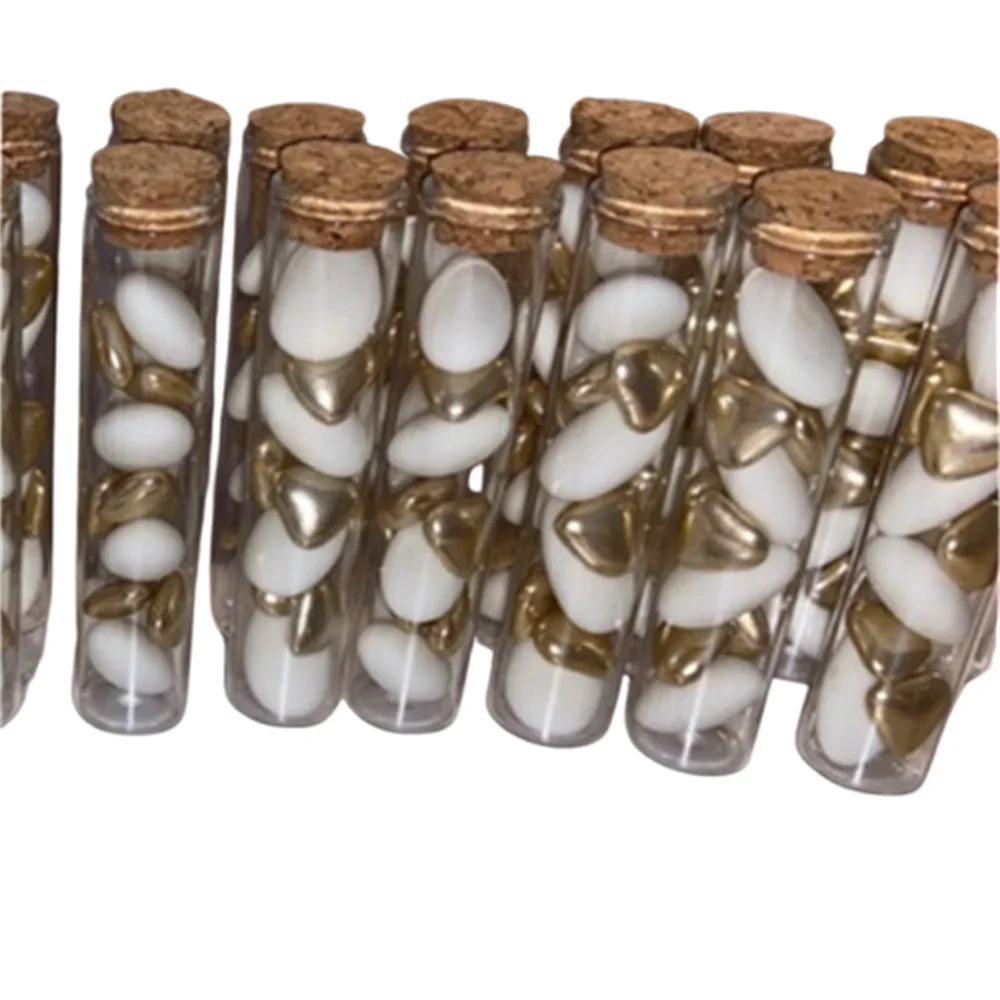 50 Pcs Clear Glass Dragee Bottles with Stoppers Small Test Tube Containers Jars Wedding Favors DIY Crafts Tiny Decorative Vials