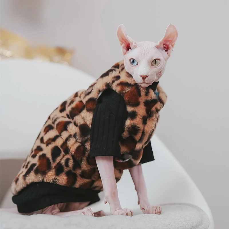 Sphynx Cat Clothes Winter Thickening Velvet Hairless Cat Clothes Home Clothes Vest Sable Warm Devon Clothes Kitten Clothes