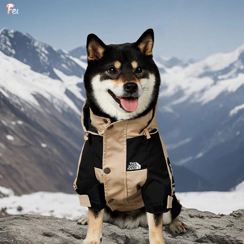 

Yellow Dog Jacket Windproof Rainproof Large Dog Raincoat Blue Charge Coat North Pet Face Dog Clothes Jacket Chihuahua Bulldog