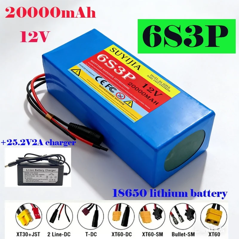 

2026 Nouvelle Batterie Au Lithium 6s3p 24V 20Ah 18650 25.2v 20000mAh Batterie Lithium-ion Avec 25.2V2A Chargeur