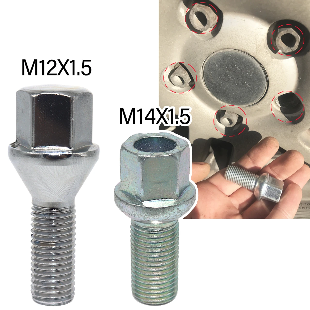 

Wheel Nut Tyre Stud Lug Bolt Locking Screw M12x1.5 M14x1.5 Automobiles Wear Parts Nuts Bolts Replacement Car Accessories