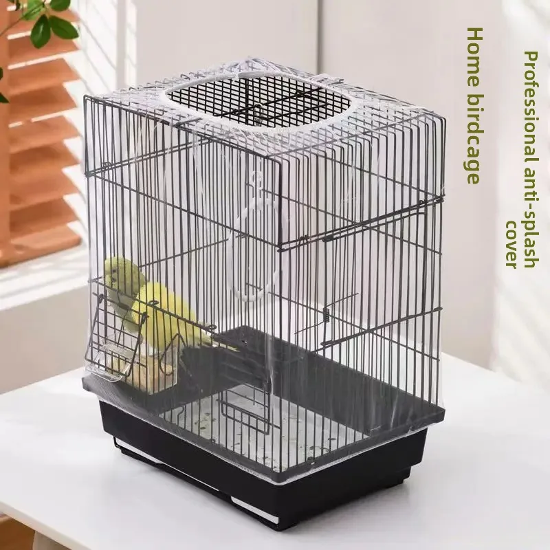 Cubierta elástica Universal para jaula de pájaros, red de malla transparente, atrapamoscas de plumas y semillas, protector de falda elástica para jaulas de loros