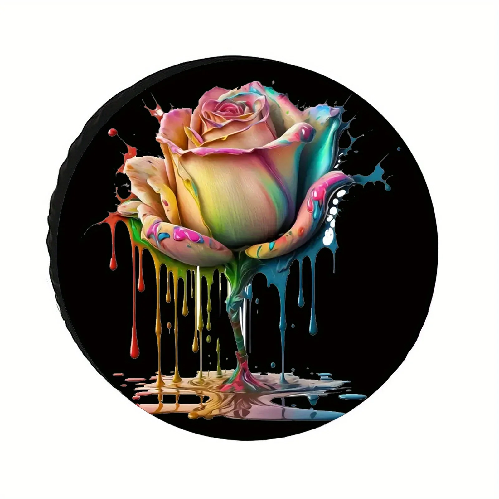 

Чехол для запасного колеса Dripping Rainbow Rose, уникальный художественный дизайн, виниловая защита для колес