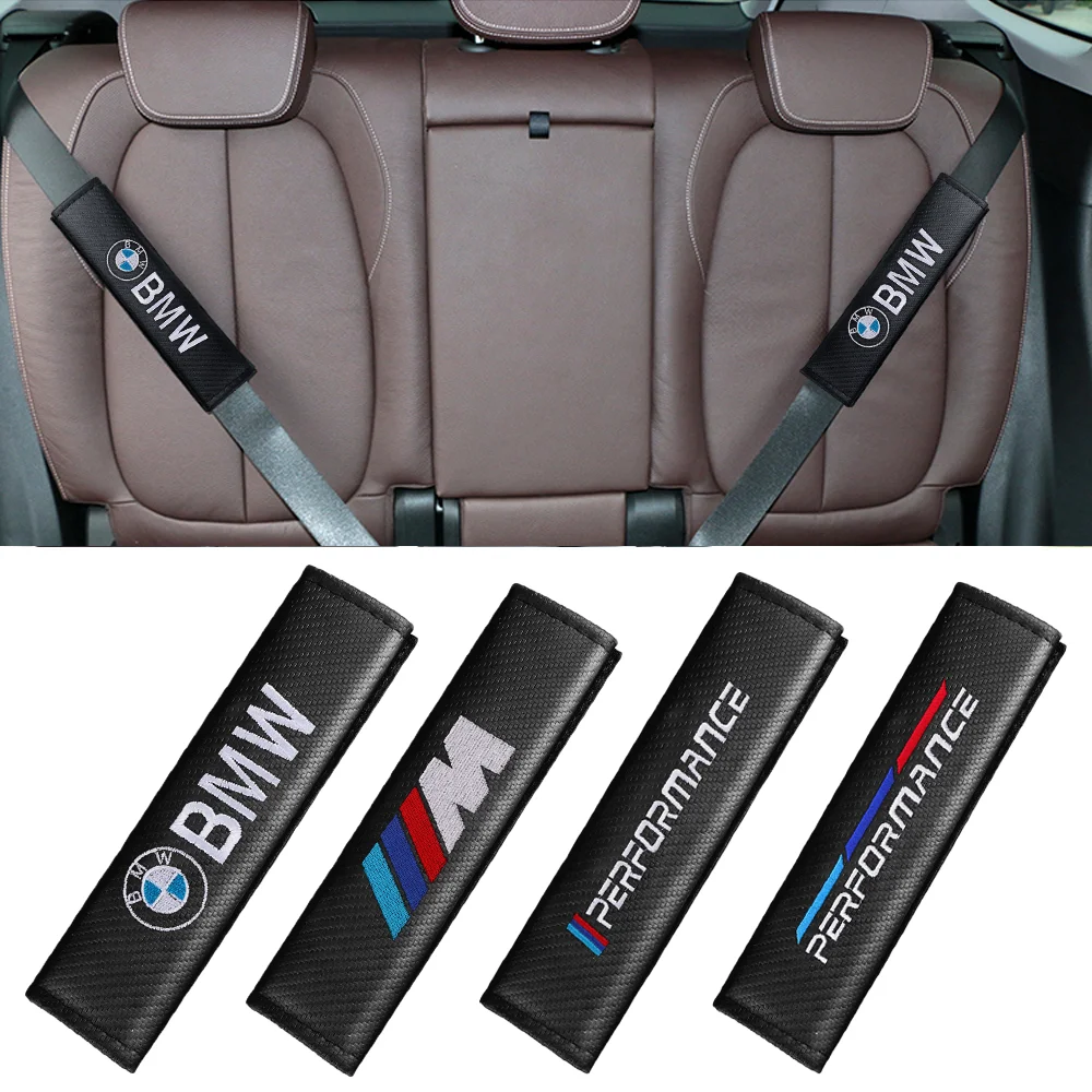 2pcs Car Seat Belt Shoulder Cover Pad Carbon Fiber Strap Protector Cushion For BMW Series M Performance E90 E91 E92 X1 X2 X3 G30