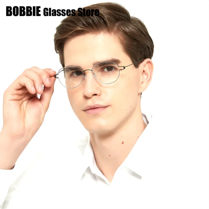 Montature per occhiali in titanio Air Uomo Occhiali da vista rotondi ovali Cerchio senza viti Fatto a mano Danimarca Designer Bo Morten Jorn Eyewear Moda Nuovo