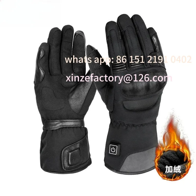 

Customizable Winter Motorcycle Riding Heating Gloves Fleece Thickened Thermal Smart Temperature Control Ski Gloves