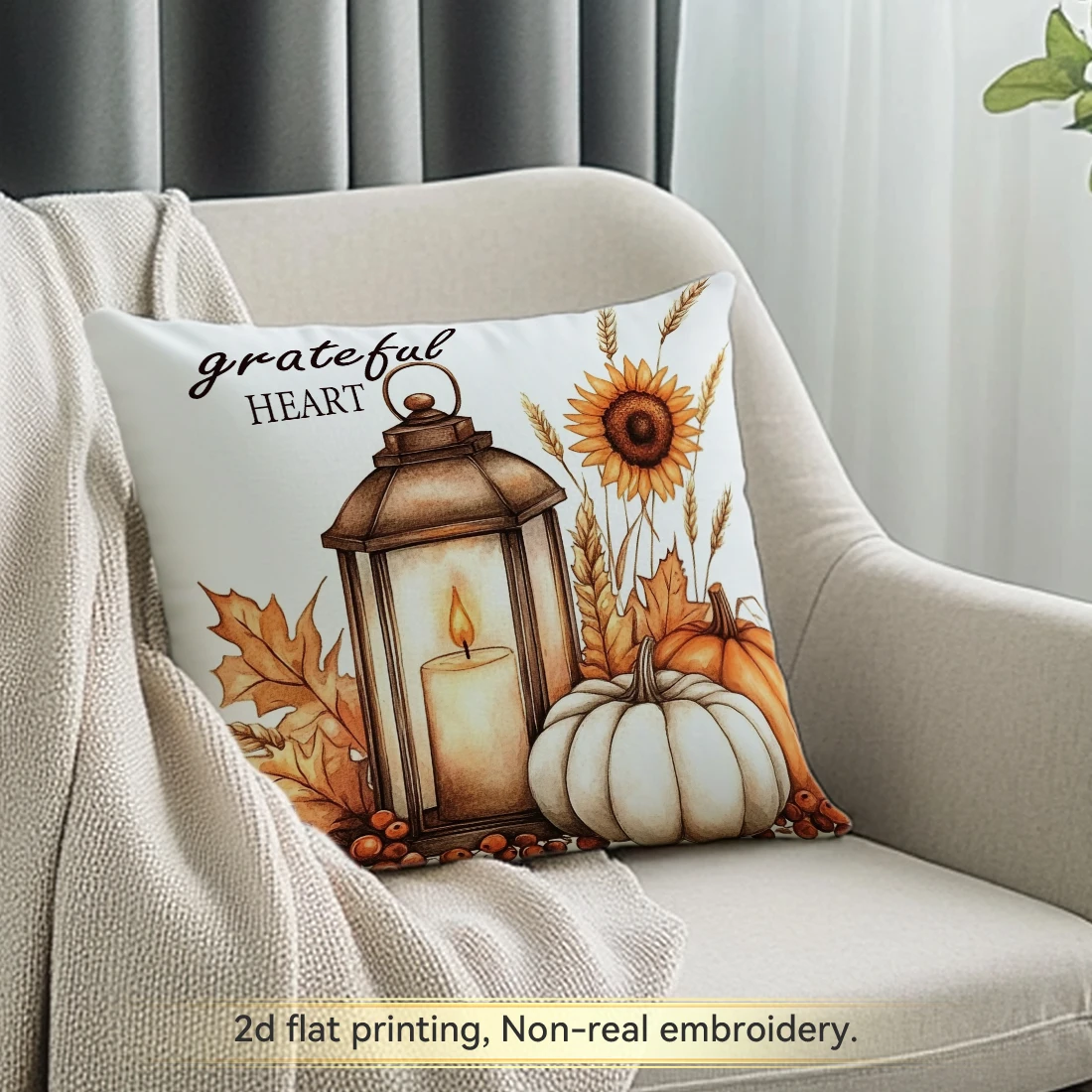 1pc Fall Farmhouse Style Pumpkins Cushions Pillowcase Polyester Cushion Cover Throw Pillow Pillowcover Home Car Sofa Decor