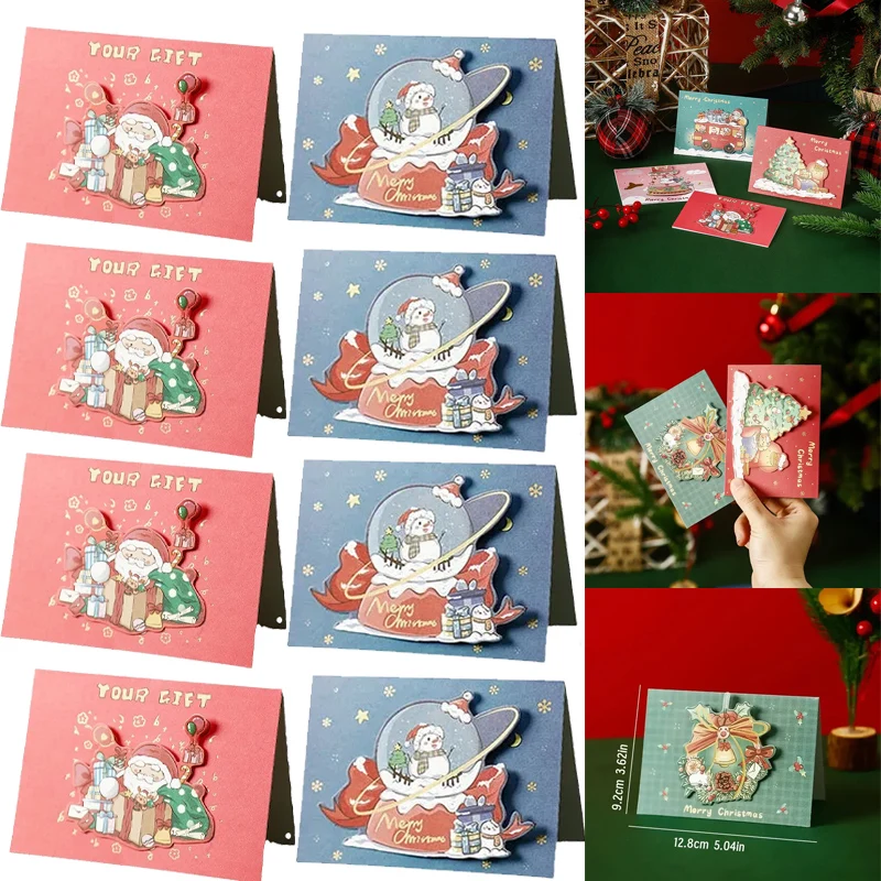 Festliche Weihnachts-Dankeskarten, hochwertige gefaltete Grußkarten-Kollektion mit Umschlägen für Weihnachtsgeschenke, saisonale Dekoration