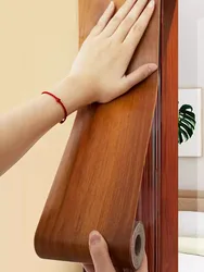 Base autoadhesiva de grano de madera, pegatinas de pared impermeables, línea de cintura, alféizar de ventana, sala de estar, baño, esquina, decoración del hogar