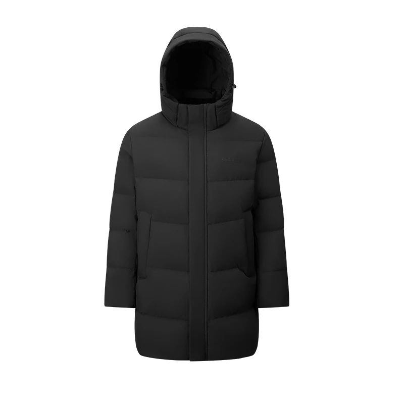 Chericom Men's Mid-Length Down Jacket Removable Hood Velvet Collar Winter Coats Zipper Side Pockets Casual Down Jacket Y309671Y