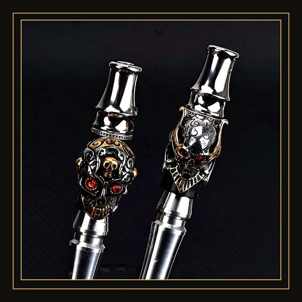 Punk Style Titanium Alloy Hookah Nozzle with Skull Decoration - Unique Arab Hookah Accessory Gift Box