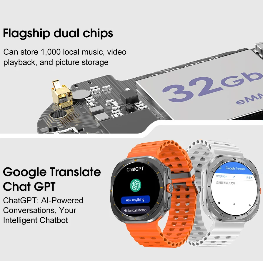 Assistente vocale AI Smart Watch da uomo App integrata Negozio Rete condivisione GPS Chiamata Bluetooth Smartwatch da uomo per Galaxy 7 Ultra mini