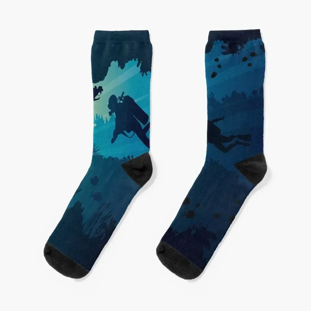 

Scuba Diving Pattern Socks designer brand Thermal man winter sport Mens Socks Women's