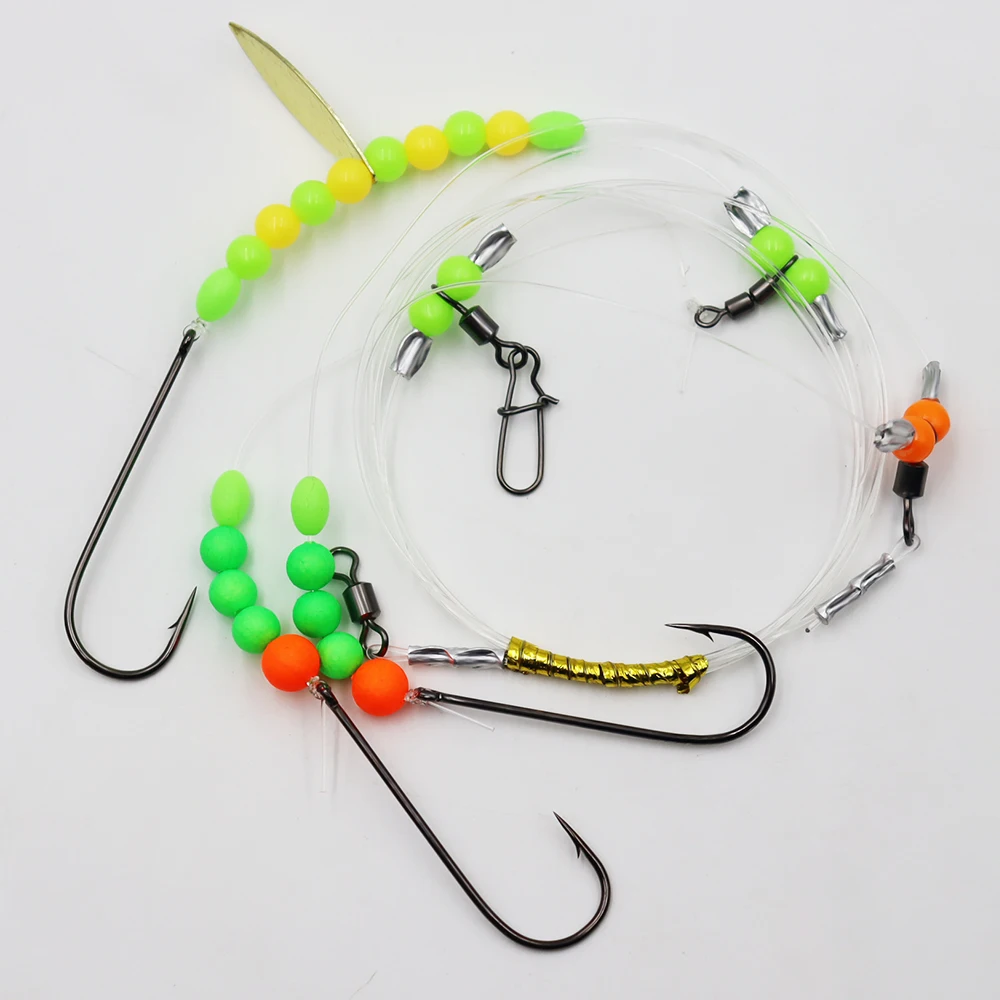 ZYZHE 1/3/5 Stück Surf-Angelrigs, Flachfisch-Rigs, vorgebundene handgefertigte High&Low-Rigs, ideal für Flachfisch, Barsch, Schnapper – Detail 10
