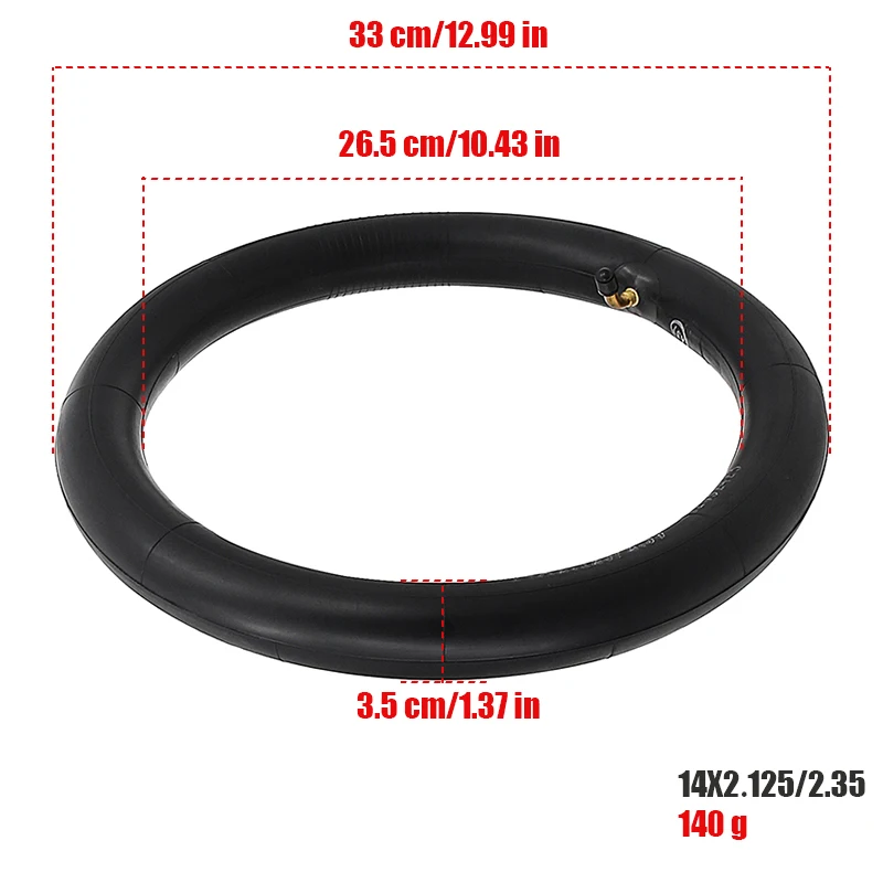 ยางในขนาด 14X2.125/2.35 ใช้สำหรับจักรยานเด็กแบบ “ภูเขา” บางรุ่นที่ออกแบบมาพร้อมฟังก์ชันดูดซับแรงกระแทกสำหรับวัยรุ่น