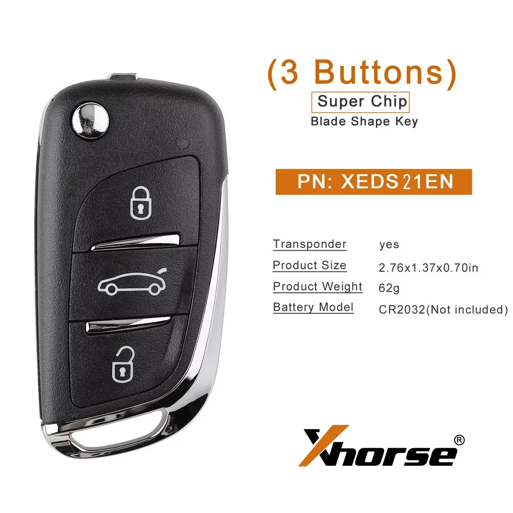 Xhorse XEDS21EN Super Remote Key 3 Button for DS Style with Built-in Super Chip Universal Car Remote Key for VVDI2/VVDI Key Tool