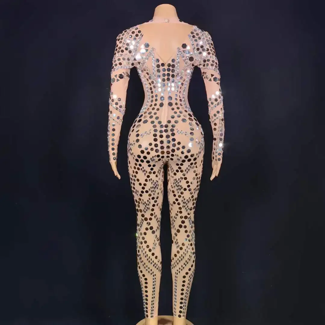 Mulheres brilhantes lantejoulas elastano festa de aniversário palco desempenho macacões carnaval rave festival rainha outfit